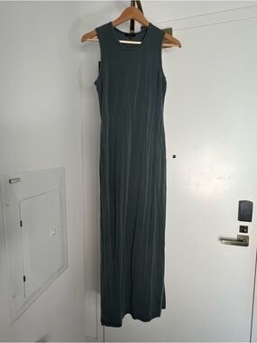 Quince Sleeveless Maxi Dress in Deep Teal Green
